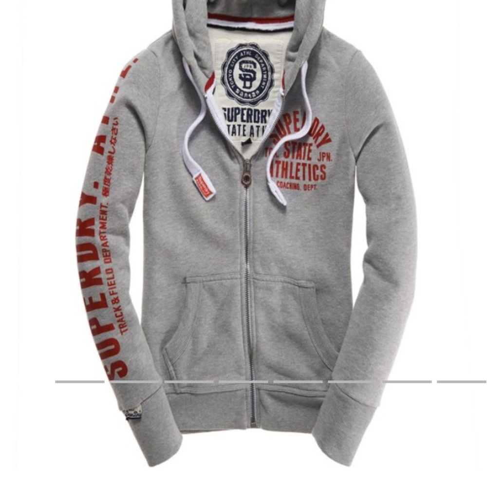Superdry Gray and Red Hoodie